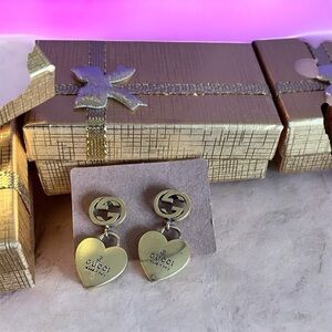 Gold Heart Drop Earrings Fashion Initial Gold Heart Earrings, Just For Fun